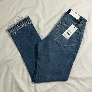 RE/DONE Levi's High Rise Ankle Crop Jeans: Dark Blue - Size 26